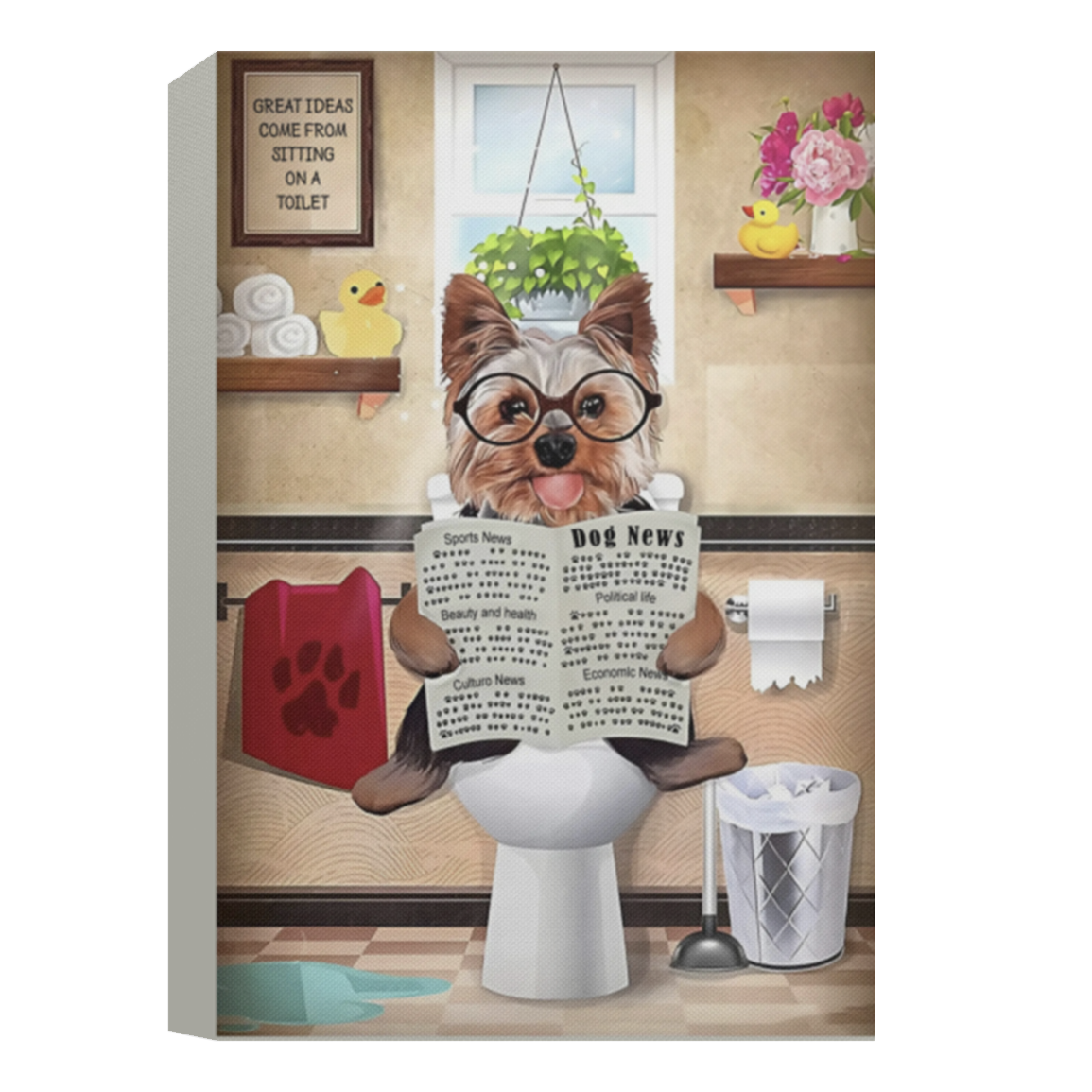 Greatest Quote Yorkie Bathroom Canvas Prints Wall Art Paintings Abstract Geometry Wall Artworks Pictures for Home Size 8x12, Gifts for Men, Women - Gifts on Birthday, X-mas ASIN: B08