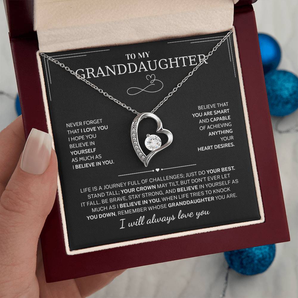 Granddaughter Gifts From Grandma Grandpa - To My Granddaughter Necklace With Heartfelt Message & Elegant Box, Jewelry Gift For Birthday, Graduation, Valentines, Mothers Day, Christmas & More