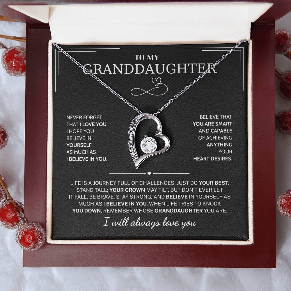 Granddaughter Gifts From Grandma Grandpa - To My Granddaughter Necklace With Heartfelt Message & Elegant Box, Jewelry Gift For Birthday, Graduation, Valentines, Mothers Day, Christmas & More