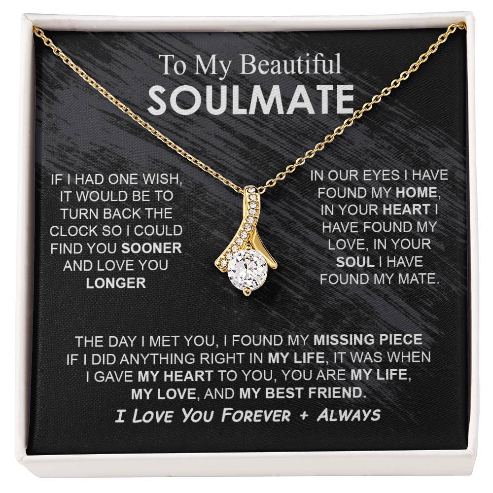 To My Beautiful Soulmate Necklace Girlfriend Soulmate Gift for Her To My Wife Necklace With Heartfelt Message And Elegant Gift Box for Women, Birthday Gifts For Wife Gifts From Husband Alluring Beauti Template