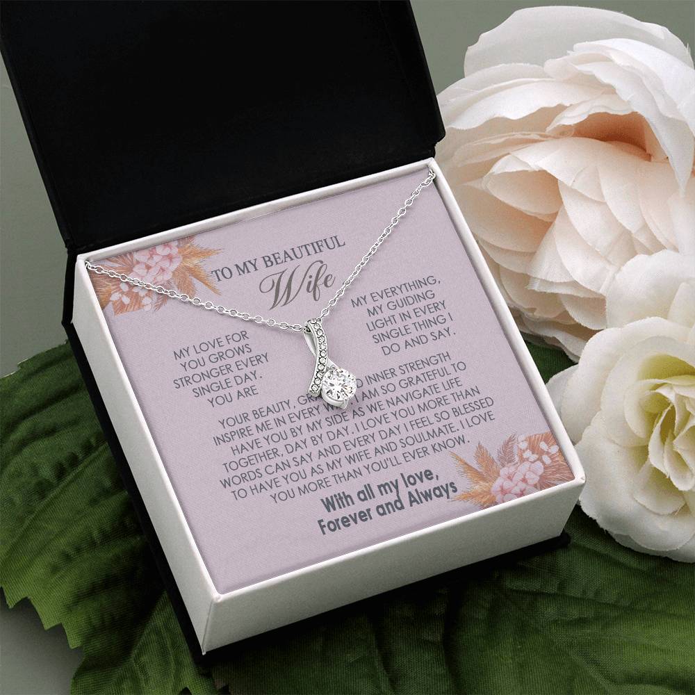 Gifts To My Beautiful Wife Necklace Sentimental Gift For Wife Valentines Day Gift To My Wife Necklace With Heartfelt my Everything Message Card, Wife Gift From Husband Soulmate Necklace For Her Alluring Beauti Template