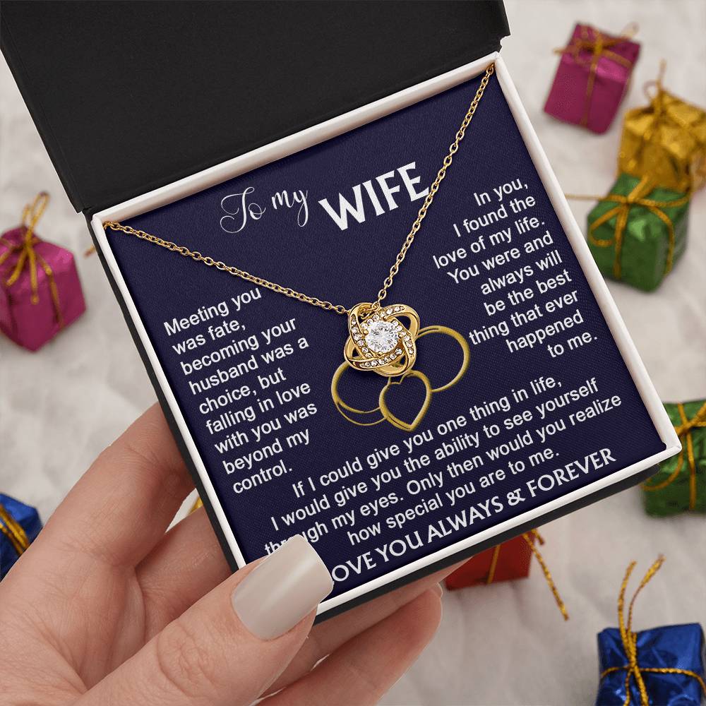 To my Wife from Husband Beautiful Necklace Love Knot
