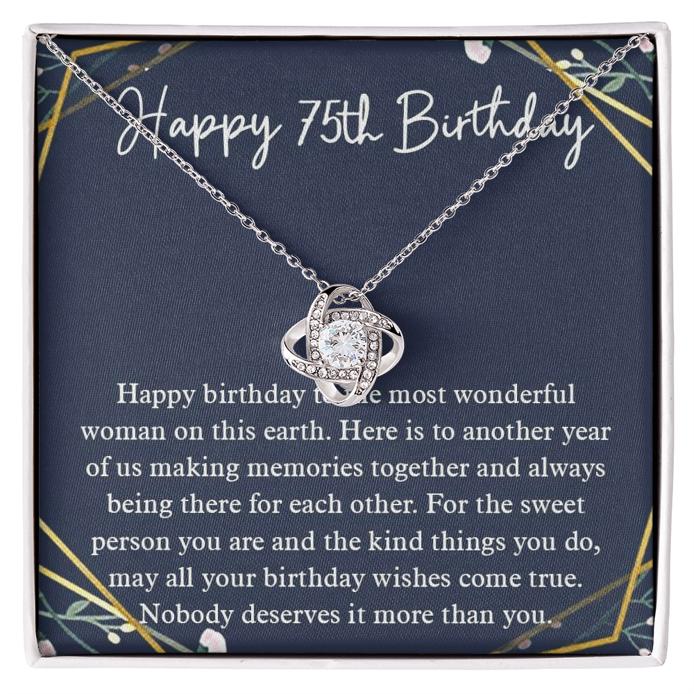Necklace Love Knot, 75th Birthday For Her Gift, 75th Birthday Gift For Her, Seventy Fifth Birthday Gift For Women Friend, 75th Birthday Friend, 75th Wedding Day, Gift For Daughter Gifts Christmas, on