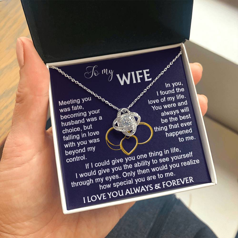 To my Wife from Husband Beautiful Necklace Love Knot