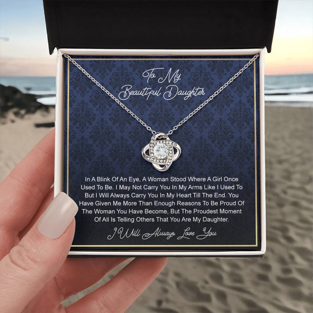 To My beautiful Daughter From In A Knot Necklace Template Silver coanh Main up AMZVippppp