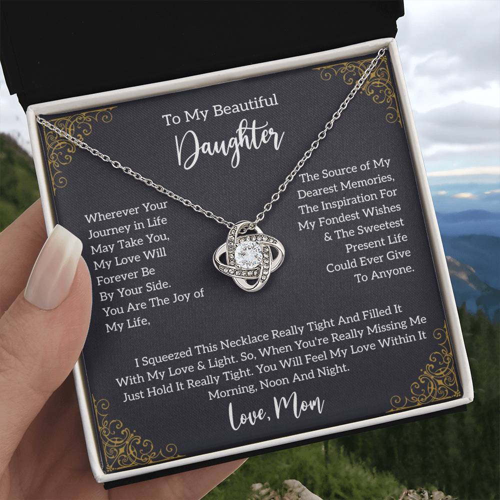 To My Beautiful Daughter Knot Necklace Template Silver coanh Main up AMZVippppp