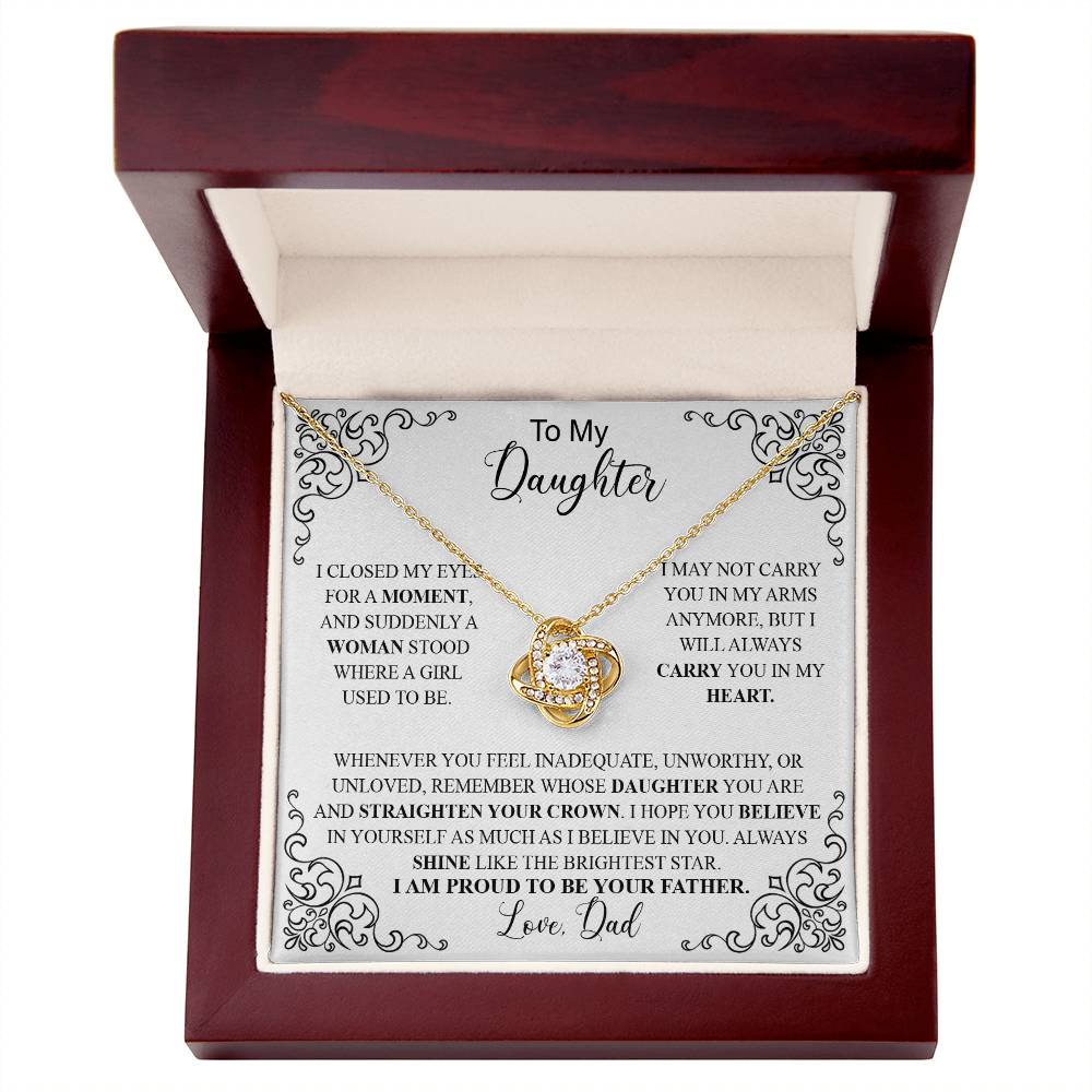 to my daughter white Knot Necklace Template Silver coanh Main up AMZVippppp