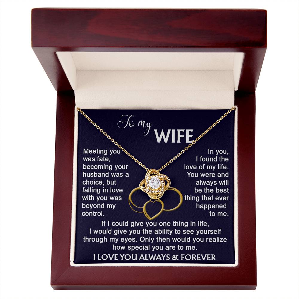 To my Wife from Husband Beautiful Necklace Love Knot