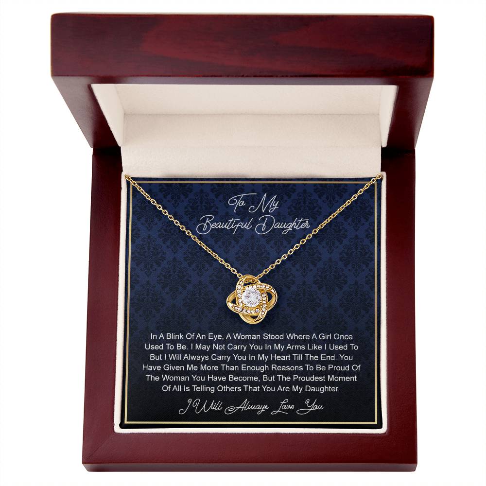 To My beautiful Daughter From In A Knot Necklace Template Silver coanh Main up AMZVippppp