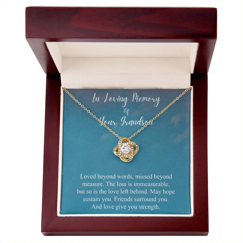 Necklace gifts Love Knot, Loss of Grandson Necklace In Loving Memory Of Your Grandson, Gifts For Loss Of A Grandson Gift, Grandson Condolence include Standard Box Gifts Birthday, on Christmas Silver L ASIN: B08XGWZ295 SKU: nhinthaygichuaknot24-1_44