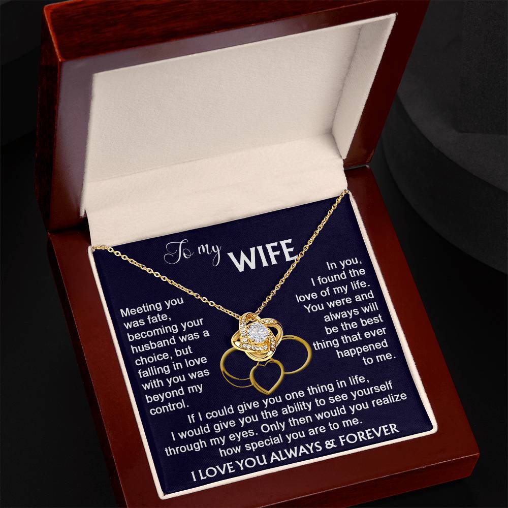 To my Wife from Husband Beautiful Necklace Love Knot