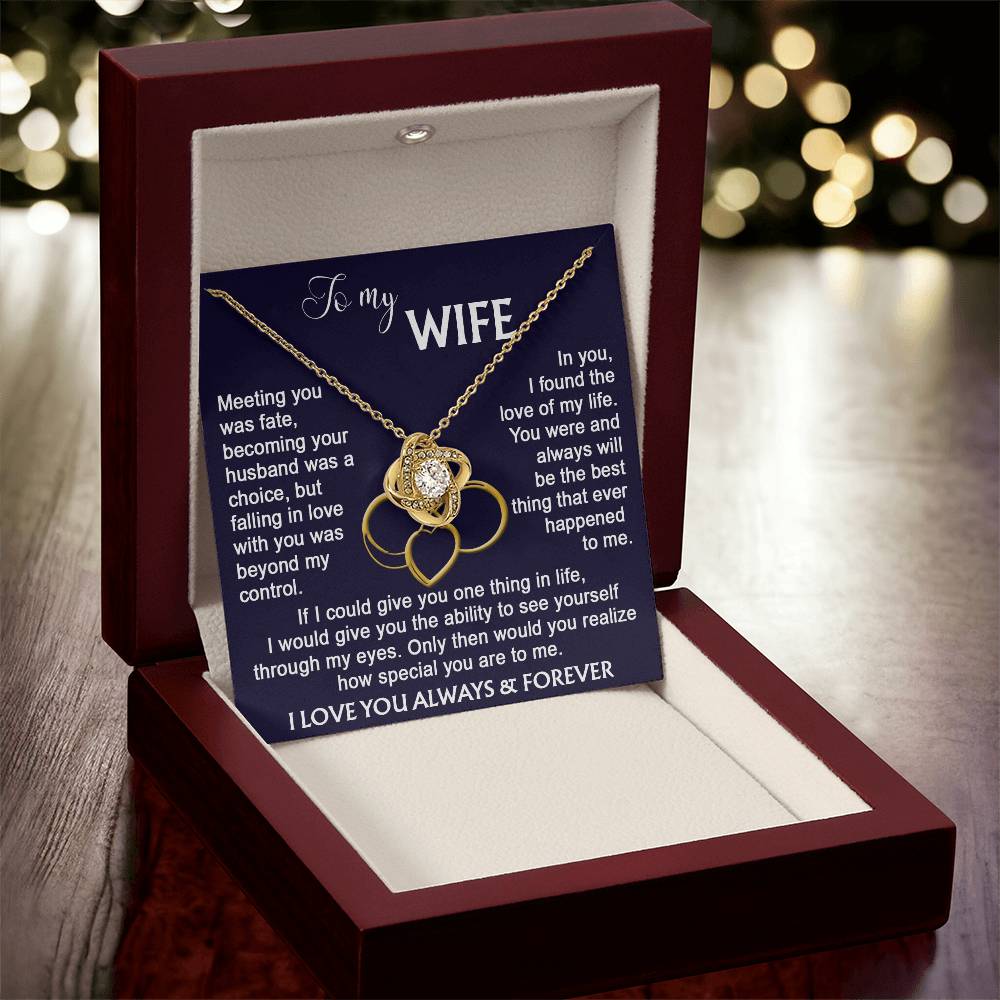 To my Wife from Husband Beautiful Necklace Love Knot