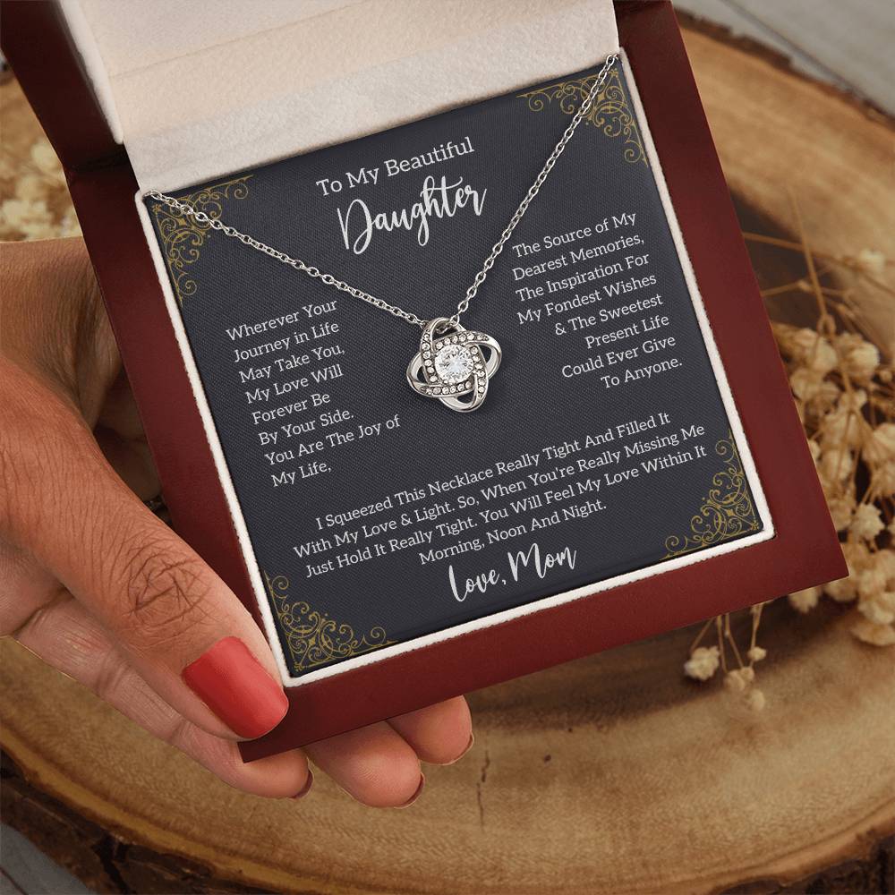 To My Beautiful Daughter Knot Necklace Template Silver coanh Main up AMZVippppp