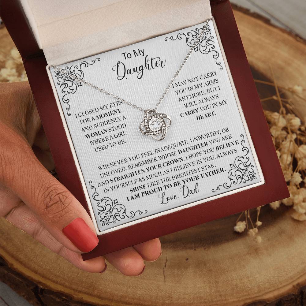 to my daughter white Knot Necklace Template Silver coanh Main up AMZVippppp
