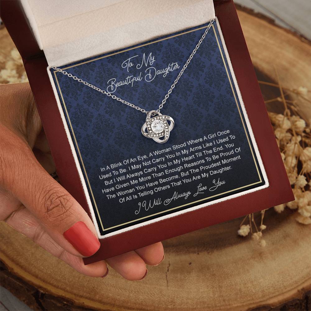To My beautiful Daughter From In A Knot Necklace Template Silver coanh Main up AMZVippppp