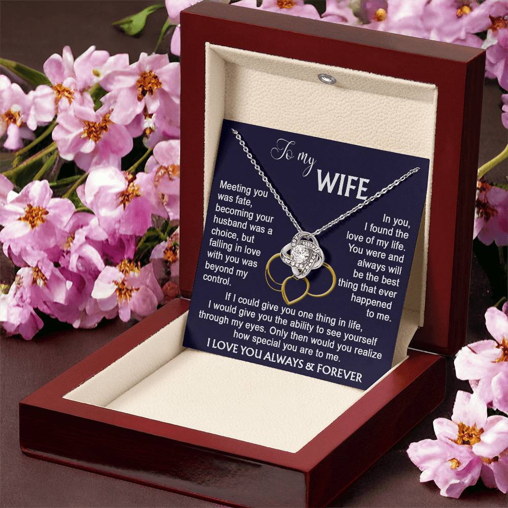 To my Wife from Husband Beautiful Necklace Love Knot