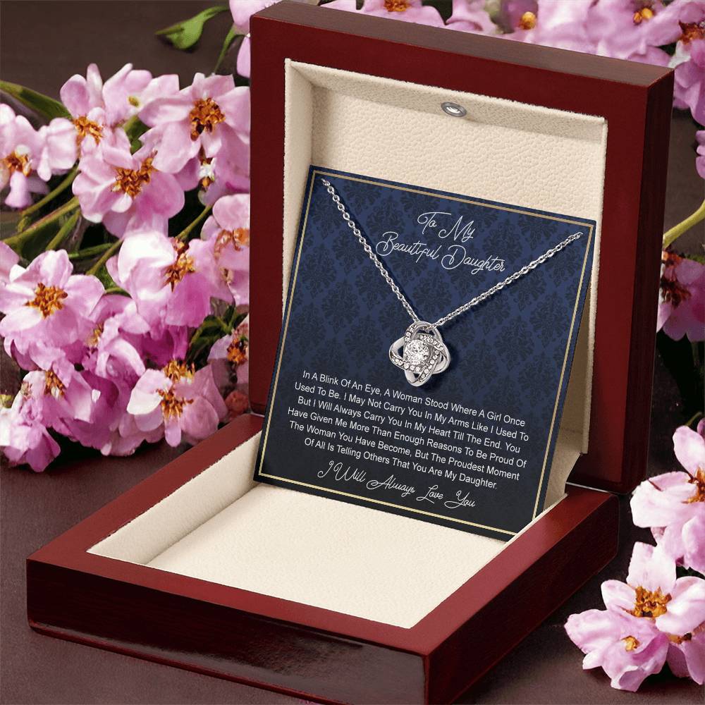To My beautiful Daughter From In A Knot Necklace Template Silver coanh Main up AMZVippppp