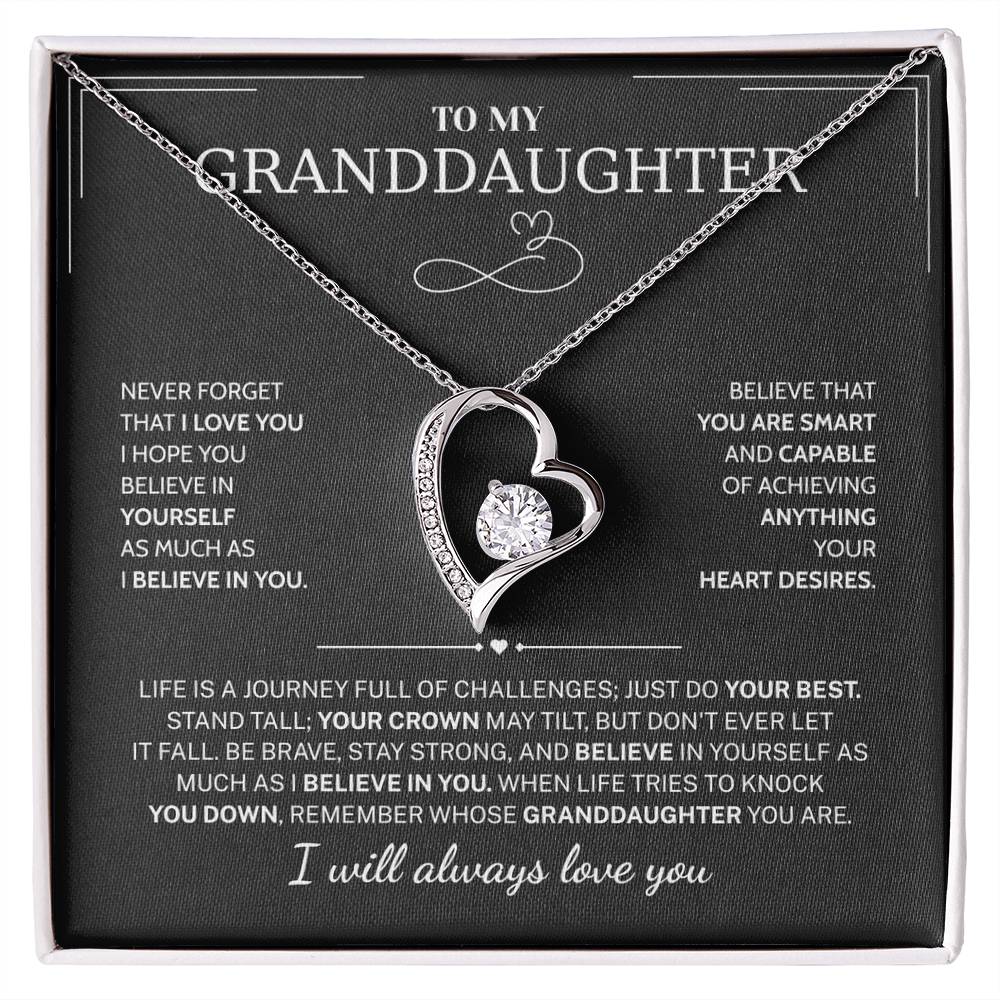 Granddaughter Gifts From Grandma Grandpa - To My Granddaughter Necklace With Heartfelt Message & Elegant Box, Jewelry Gift For Birthday, Graduation, Valentines, Mothers Day, Christmas & More