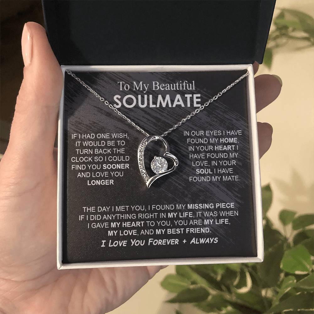 To My Beautiful Soulmate Necklace Girlfriend Soulmate Gift for Her To My Wife Necklace With Heartfelt Message And Elegant Gift Box for Women, Birthday Gifts For Wife Gifts From Husband Forever Love not Earing Template