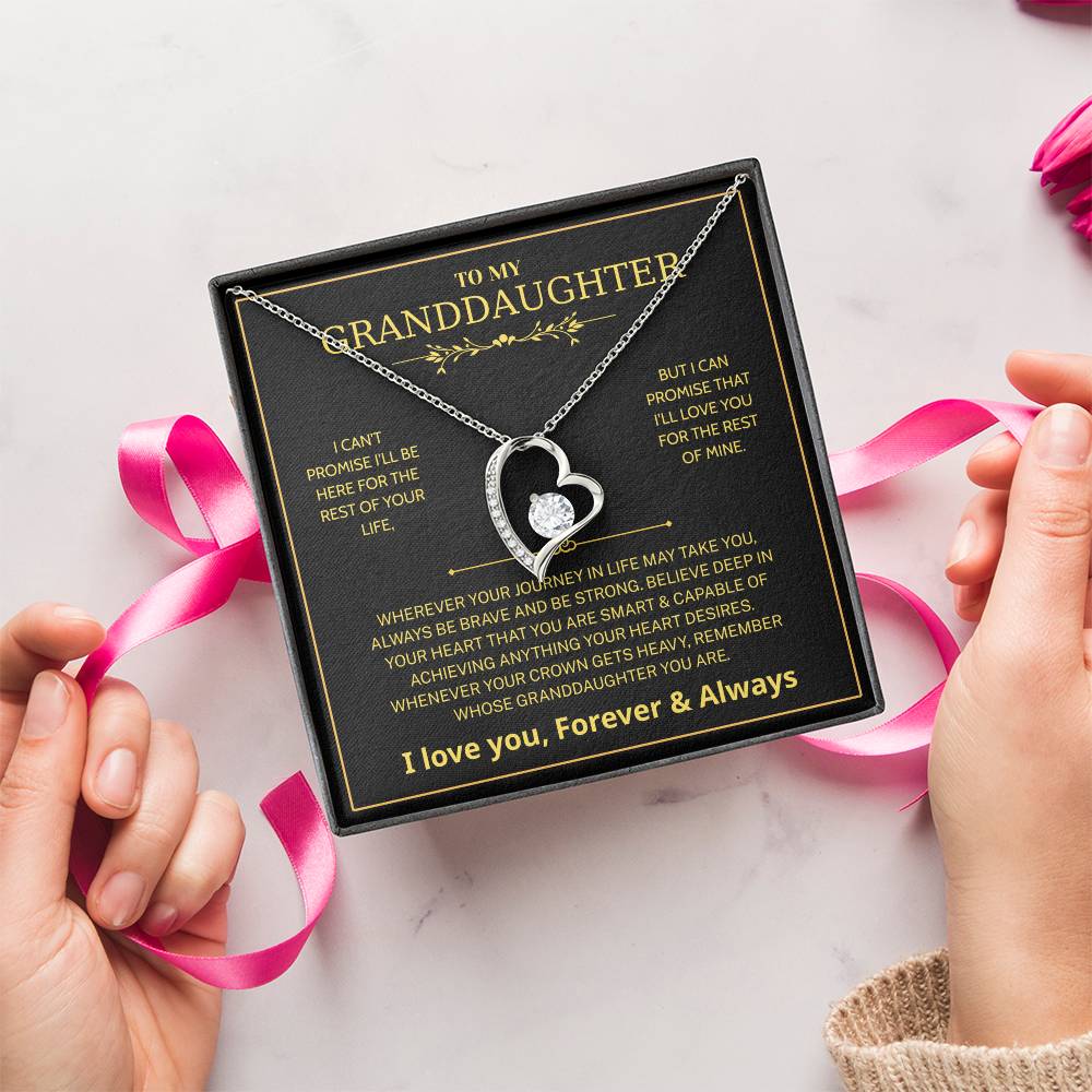 Granddaughter Gifts From Grandma Grandpa - To My Granddaughter Necklace With Heartfelt Message & Elegant Box, Jewelry Gift For Birthday, Graduation, Valentines, Mothers Day, Christmas & More