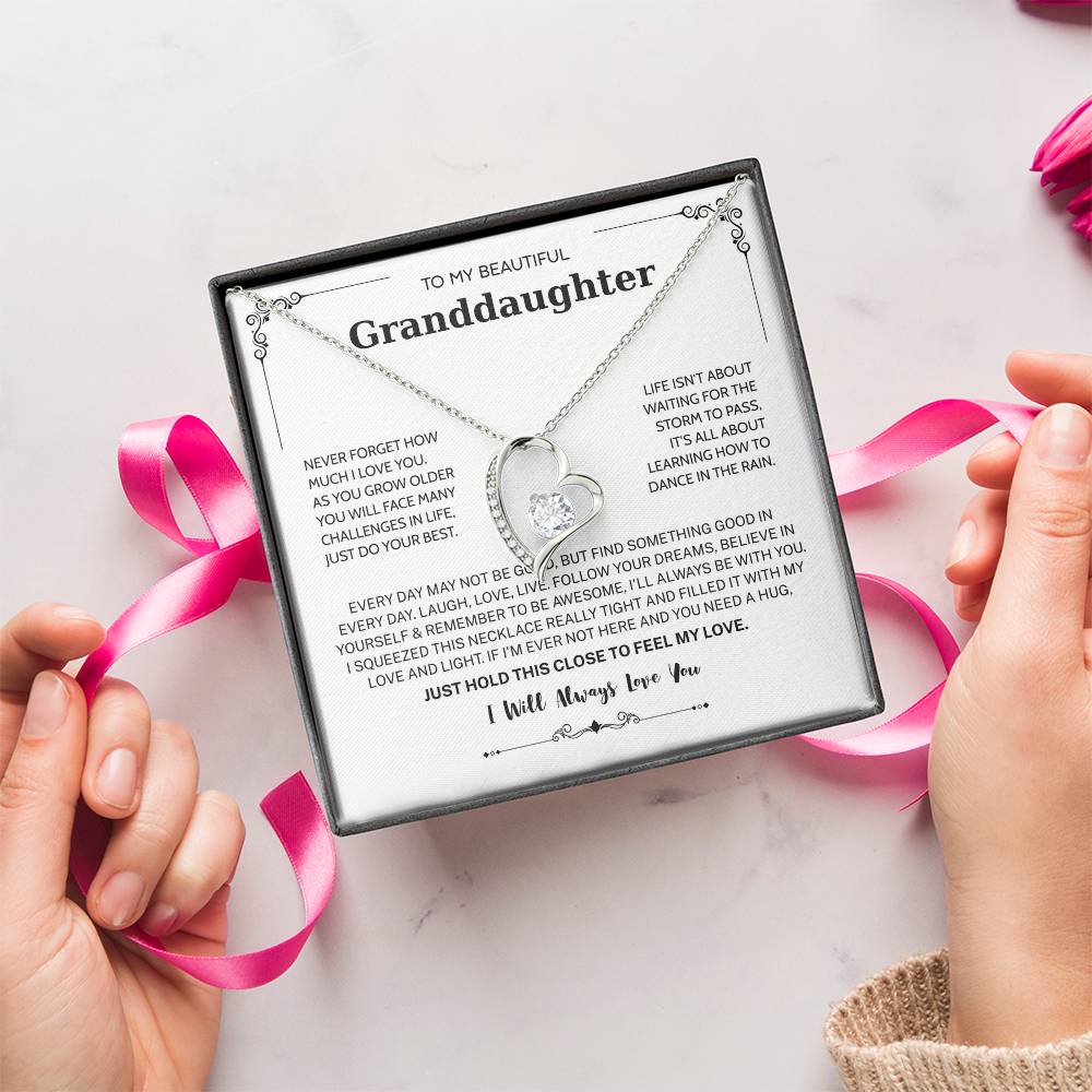Granddaughter Gifts From Grandma Grandpa - To My Granddaughter Necklace With Heartfelt Message & Elegant Box, Jewelry Gift For Birthday, Graduation, Valentines, Mothers Day, Christmas & More