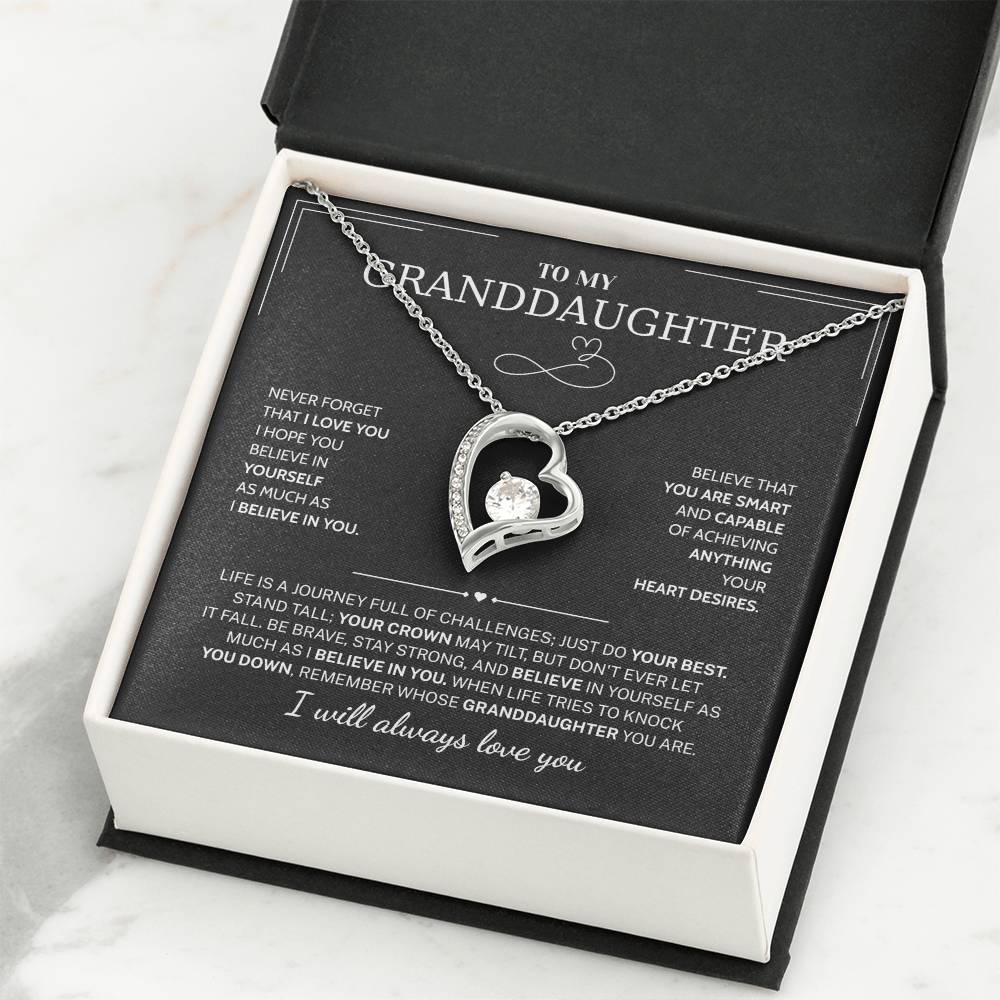 Granddaughter Gifts From Grandma Grandpa - To My Granddaughter Necklace With Heartfelt Message & Elegant Box, Jewelry Gift For Birthday, Graduation, Valentines, Mothers Day, Christmas & More