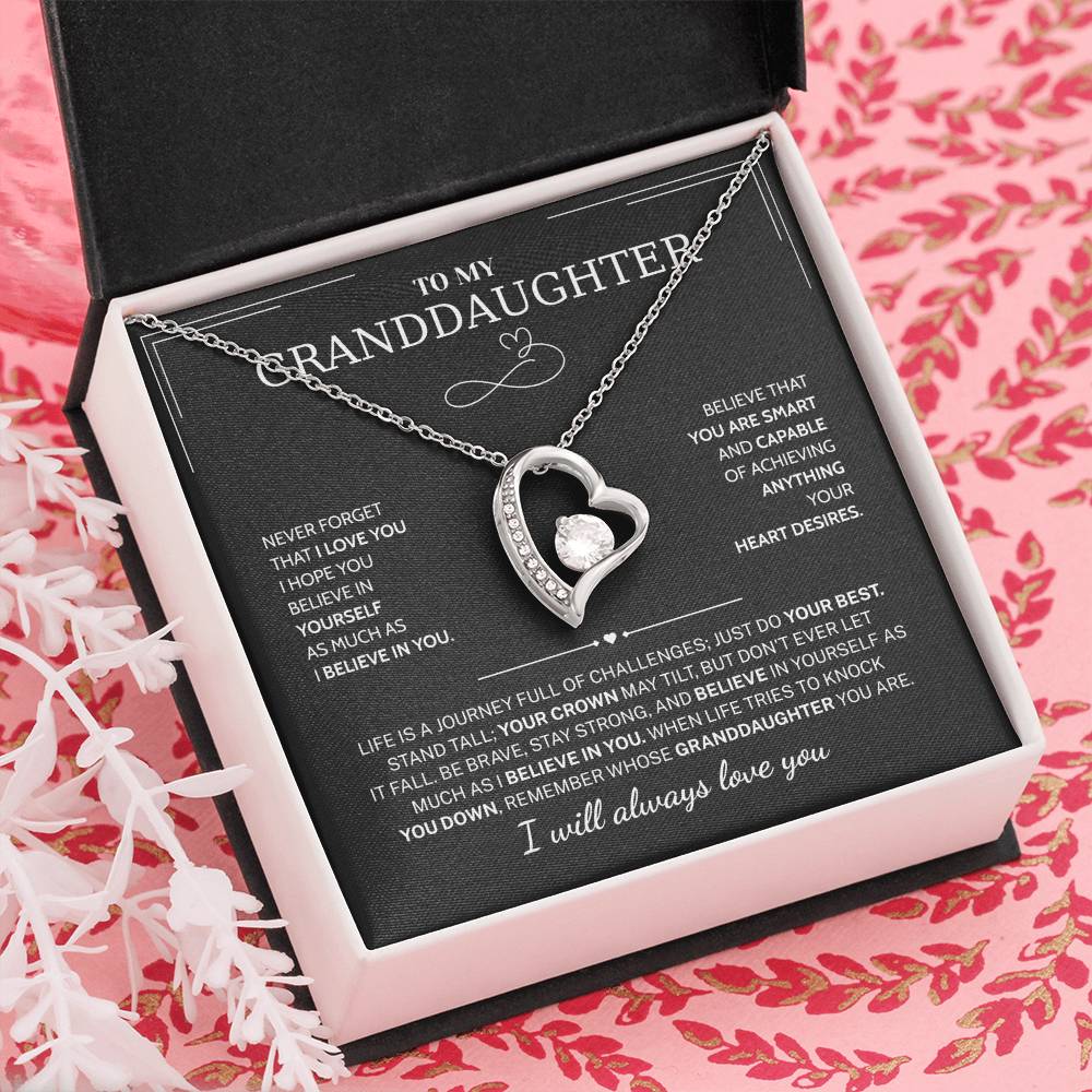 Granddaughter Gifts From Grandma Grandpa - To My Granddaughter Necklace With Heartfelt Message & Elegant Box, Jewelry Gift For Birthday, Graduation, Valentines, Mothers Day, Christmas & More