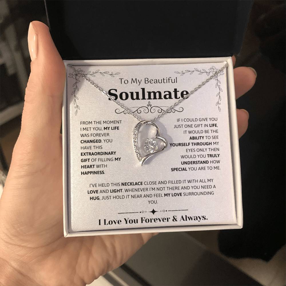 To My Soulmate Necklace – Romantic Jewelry Gift for Wife from Husband – Birthday, Anniversary, Valentine’s Day Gift with Message Card & Gift Box