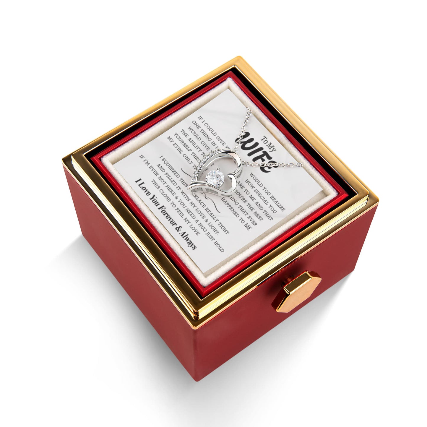 To My Wife – Forever Love Necklace, Gift for Wife from Husband, Romantic Anniversary Birthday Christmas Jewelry, Meaningful Love Message Card, Perfect Valentine's Day Gift