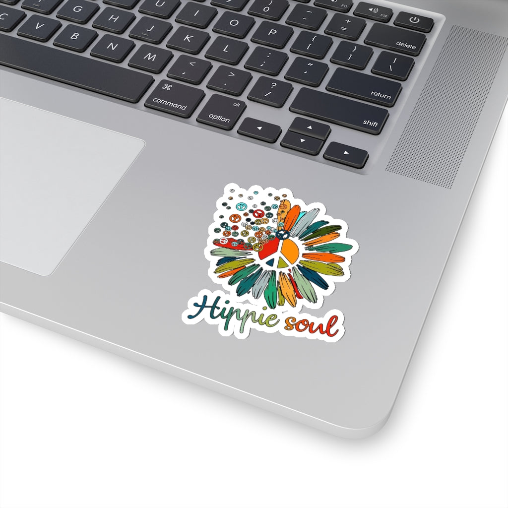 1 Pcs Sticker Decor Daisy Peace Sign Hippie Soul Sticker, Flower Hippie Soul Sticker, Hippie Soul Sticker, Flower Lovers Gifts Sticker, Hippie Sticker Sticker size custom Sticker for Laptop Decal Wall Kiss-Cut Stickers