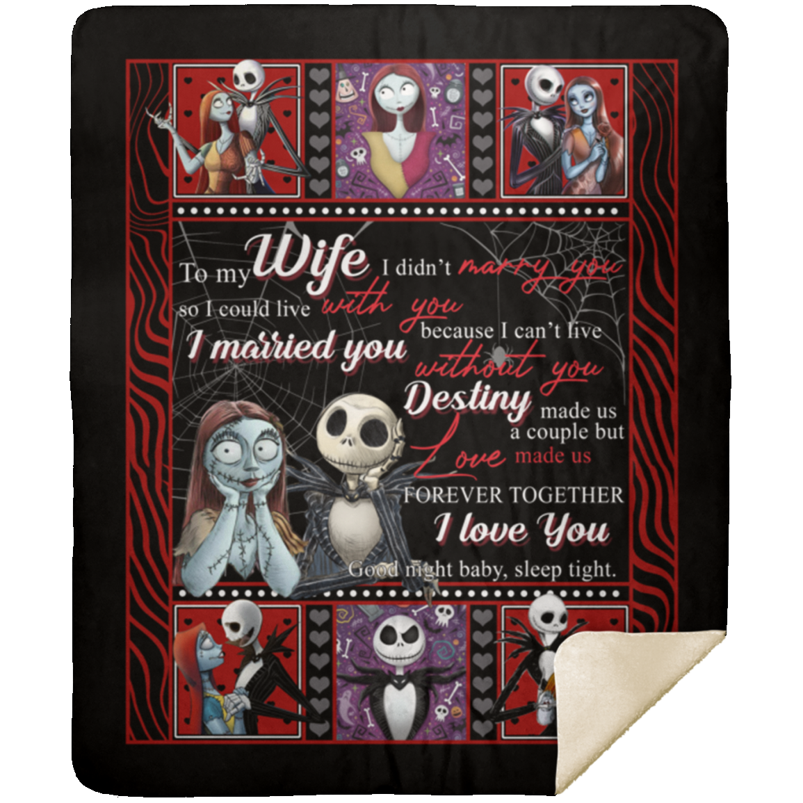 Blankets to My Wife I Married You Because I Can’t Live Without You Skelling-ton Gift Family Awesome On Birthday, Decor Home Sherpa Blanket 50x60 White MSHM Premium Mink Sherpa Blanket 50x60