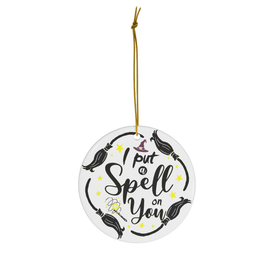 Home Decor Gifts I Put A Spell On You Hocus Po-cus Witches Halloween Porcelain Ceramic Circle Ornament Gift Family & Friend Awesome On Birthday, Christmas, Wedding