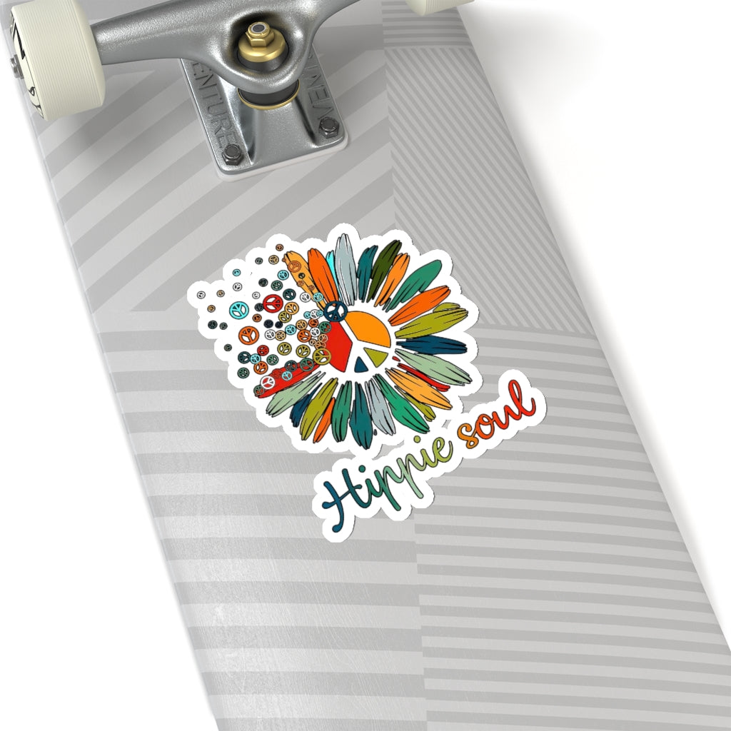 1 Pcs Sticker Decor Daisy Peace Sign Hippie Soul Sticker, Flower Hippie Soul Sticker, Hippie Soul Sticker, Flower Lovers Gifts Sticker, Hippie Sticker Sticker size custom Sticker for Laptop Decal Wall Kiss-Cut Stickers