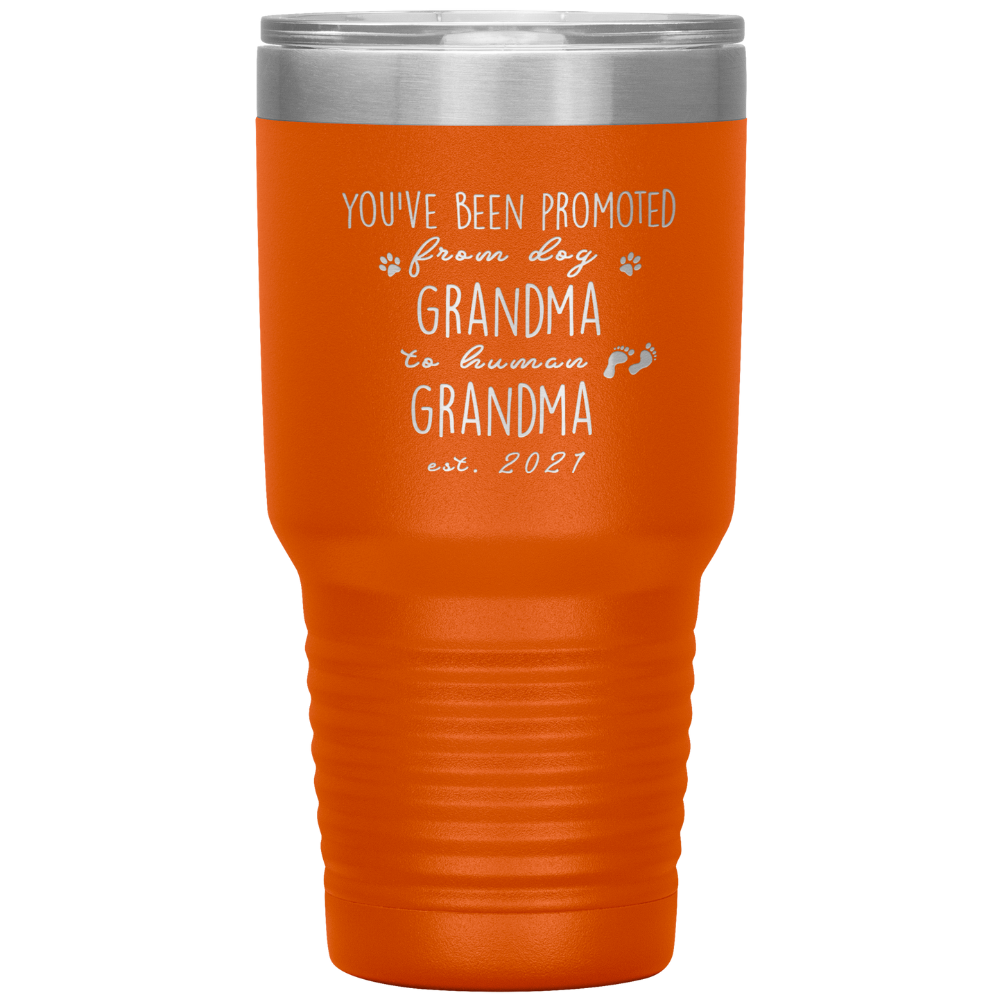 Perfect Personalized Pregnancy Announcement Tumbler For Grandparents Promoted From Dog Grandma To Human Grandma Laser Etched 30oz Stainless Steel Gifts Mug Durable color 7 ASIN: B08FDJ3ZM5