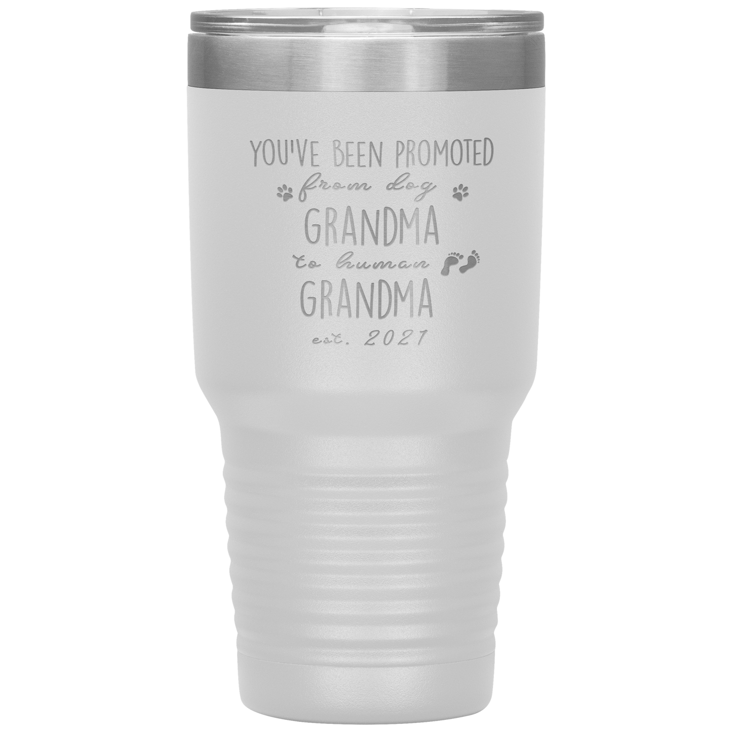 Perfect Personalized Pregnancy Announcement Tumbler For Grandparents Promoted From Dog Grandma To Human Grandma Laser Etched 30oz Stainless Steel Gifts Mug Durable color 7 ASIN: B08FDJ3ZM5
