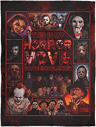 Personalized This is My Horror Movie Watching Blanket, Fleece Sherpa Woven, Custom Name Halloween Blanket, Personalized Horror Movie Watching Blanket, Custom Name Halloween Decorations