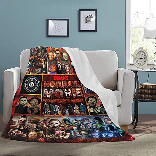 Personalized This is My Horror Movie Watching Blanket, Fleece Sherpa Woven, Custom Name Halloween Blanket, Personalized Horror Movie Watching Blanket, Custom Name Halloween Decorations