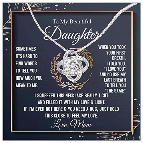 To My Daughter Necklace From Mom - Necklaces For Daughter From Mom, Mother Daughter Necklace, Gifts For Daughters From Mothers, Jewelry Gift For Badass Daughter On Birthday, Christmas, Graduation