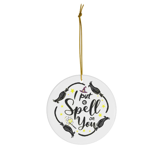 Home Decor Gifts I Put A Spell On You Hocus Po-cus Witches Halloween Porcelain Ceramic Circle Ornament Gift Family & Friend Awesome On Birthday, Christmas, Wedding