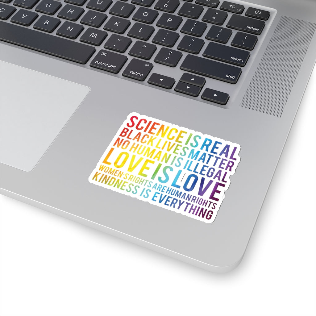 1 Pcs Sticker Decor Science is Real, Black Lives Matter Sticker, Stop Asian Hate Sticker, Equality Sticker, Pride Sticker Size Custom Sticker for Laptop Decal Wall Laptop Full Size