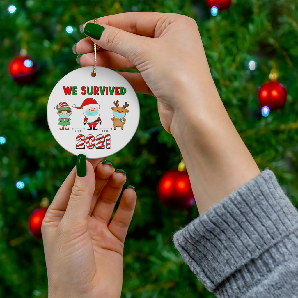 We Survived 2021 Ornament, Santa Reindeer Elf Ornament, 2021 Stink Stank Stunk, 2021 Got Vaccinated Ornament, 2021 Christmas Ornament, Home Decor, Christmas Tree Ornaments