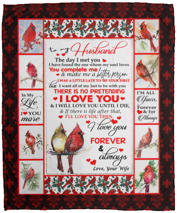 Birthday Gifts Fleece blanket with English text «Your Wife to My Husband The Day or met You I Have Found The one who My Soul Love VPM Cozy Plush Fleece Blanket - 50x60