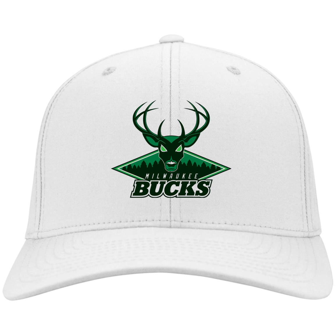 Milwaukee Bucks Logo Basketball CAPS International MEN'S Black-White One Size Fi