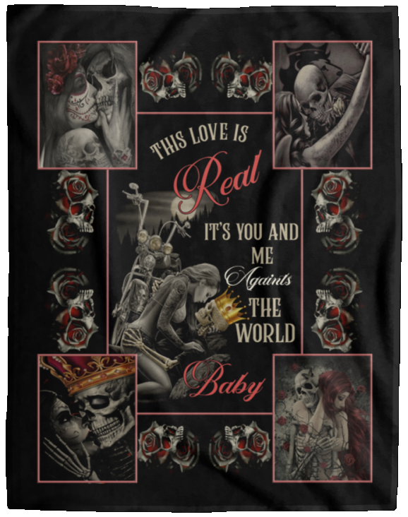 Blanket This Love is Real It’s You and Me Against The World Baby Skull Riders Blanket Cozy Plush Fleece Blanket Size 60x80 inch On Christmas, Birthday, Holiday VPL Cozy Plush Fleece Blanket - 60x80