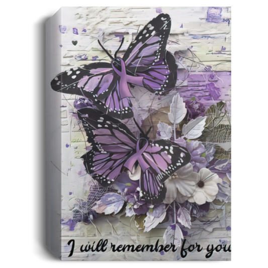 Inspiration Gift Alzheimer’s Awareness Purple Ribbon I Will Remember for You Canvas Wall Art Farmhouse Sign Decor Poster Birthday Wedding Housewarming Gift Size 12x18, Gifts for Men, Women - Gifts on CANPO15 Deluxe Portrait Canvas 1.5in Frame