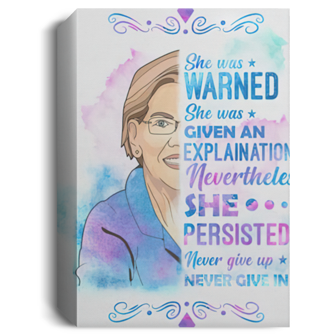 Paper Poster Nevertheless She Persisted Elizabeth Warren – Wall Art Gift Family Unisex Awesome On Birthday, Decor Home Durable canvas 12x18 CANPO15 Deluxe Portrait Canvas 1.5in Frame