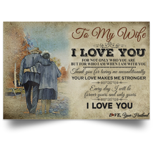 Inspirational to My Wife Best Wife Gifts for Anniversary Posters Family Friend Gift Unisex, Awesome Birthday Perfect Happy Birthday Gift Decor Bedroom, Living Room Print 18X12 POSLA Satin Landscape Poster