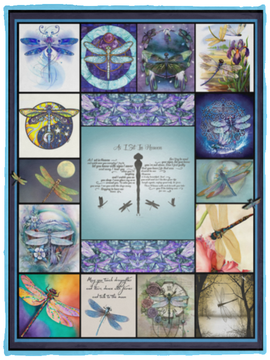 As-I-Sit-in-Heaven (1) Gift Blanket Dragonfly As I Sit in Heaven Saying Blanket - When Tomorrow Starts Without Me Quotes Blanket Cozy Plush Fleece Blanket Size 30x40 inch On