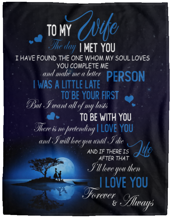 FAMILY BLANKET – HUSBAND TO WIFE – I LOVE YOU Blanket Gifts With Size 60x80 Ultra SO-Ft Fleece Optional Custom Photo Blankets VPL Cozy Plush Fleece Blanket - 60x80