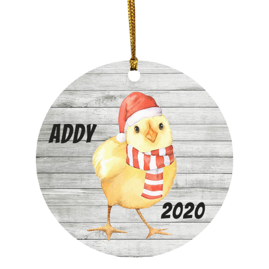 Holiday Chick - Personalized Ornament - MDF - Porcelain - Holiday Ornament - Christmas - Name Year - Custom Ornament - Chicken OrnamentFix roinay SUBORNC Circle Ornament